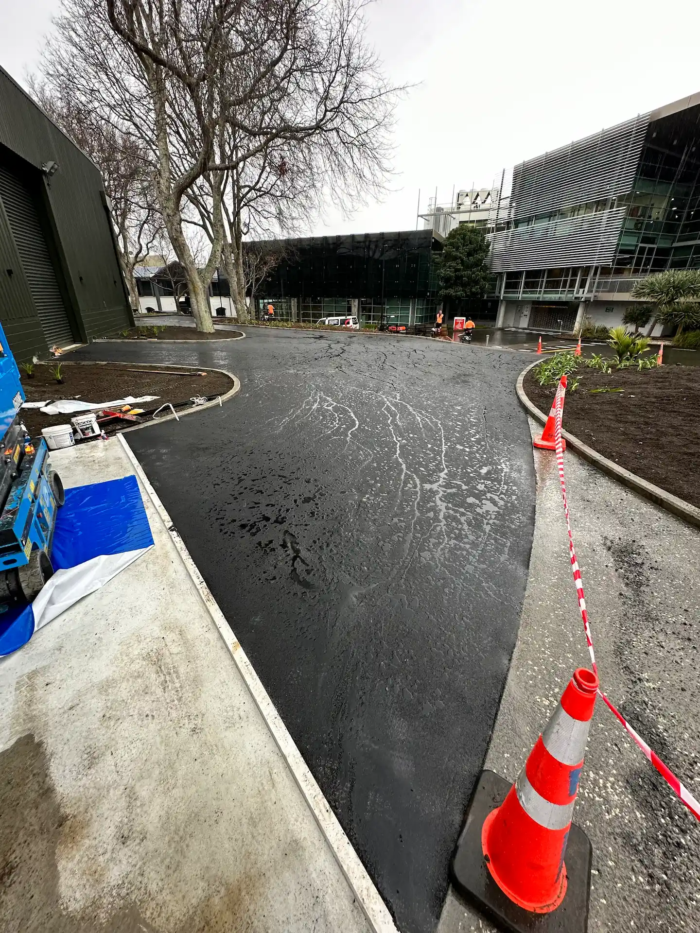 Civil works in progress at the Māori Television car park redevelopment, Auckland - Bromley Group